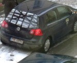 Kravas mašīna sabojājusi policijas auto