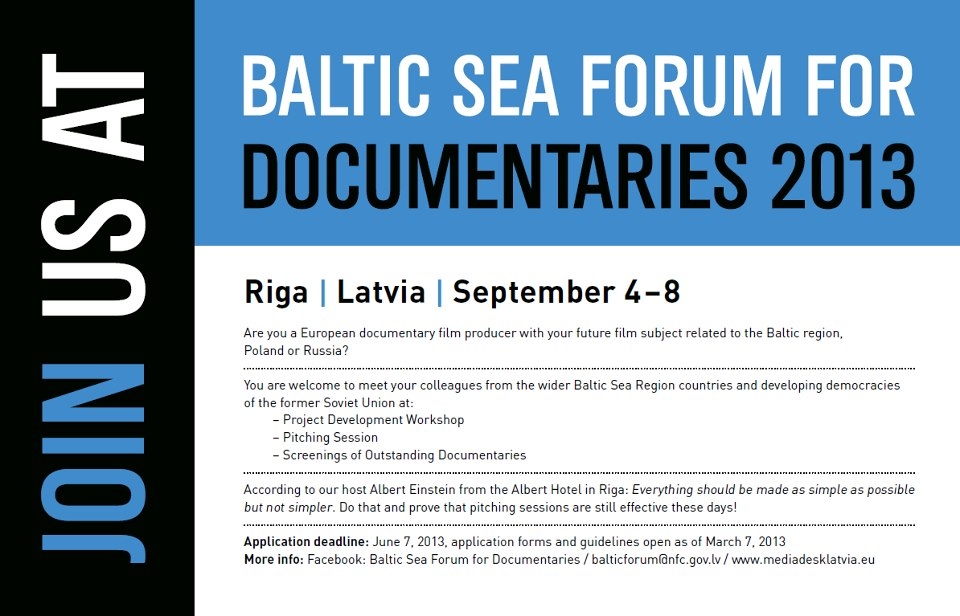 Septembrī notiks jau 17. Baltijas jūras dokumentālo filmu festivāls