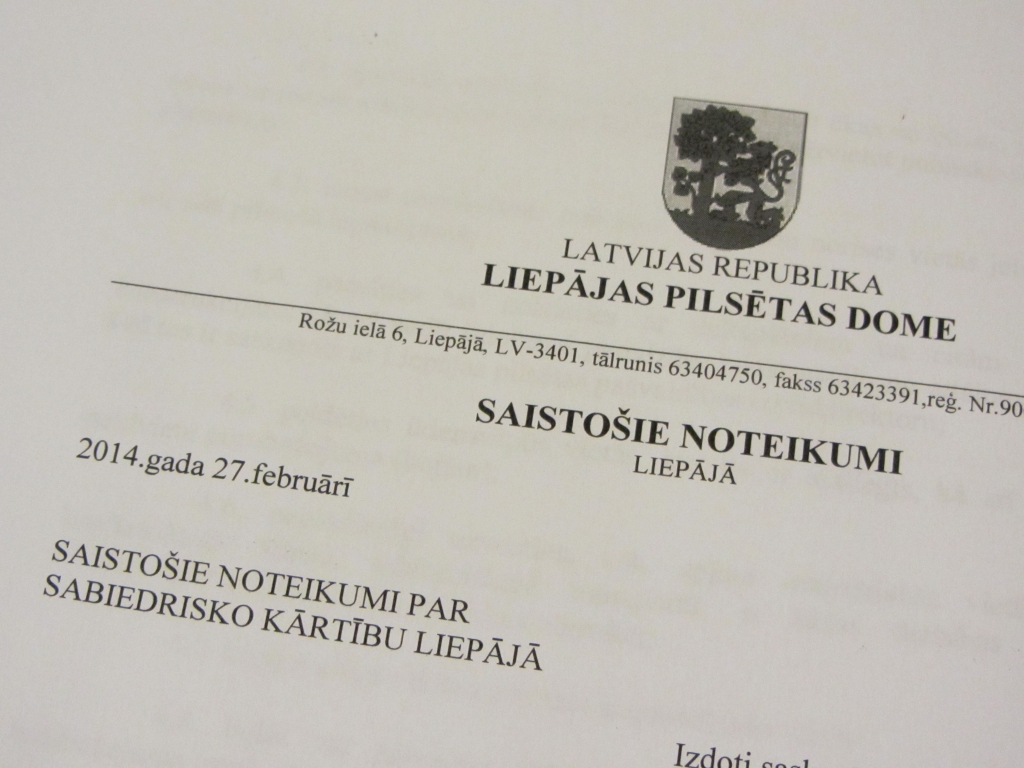 Apstiprina saistošos noteikumus par sabiedrisko kārtību