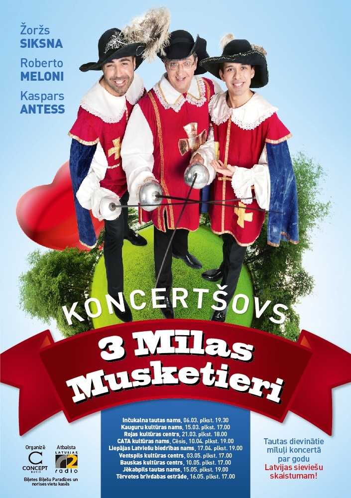 Biedrības namā notiks “Trīs mīlas musketieri”