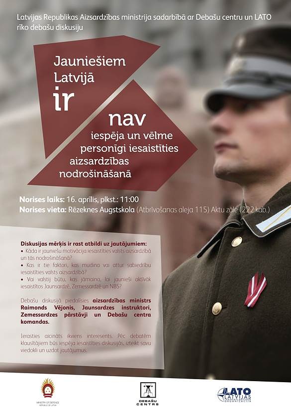 Augstskolās diskutēs par jauniešu motivāciju iesaistīties valsts aizsardzībā