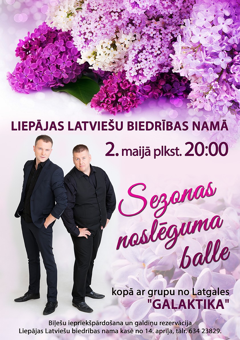 Biedrības namā 2.maijā tiks aizvadīta šīs sezonas pēdējā balle