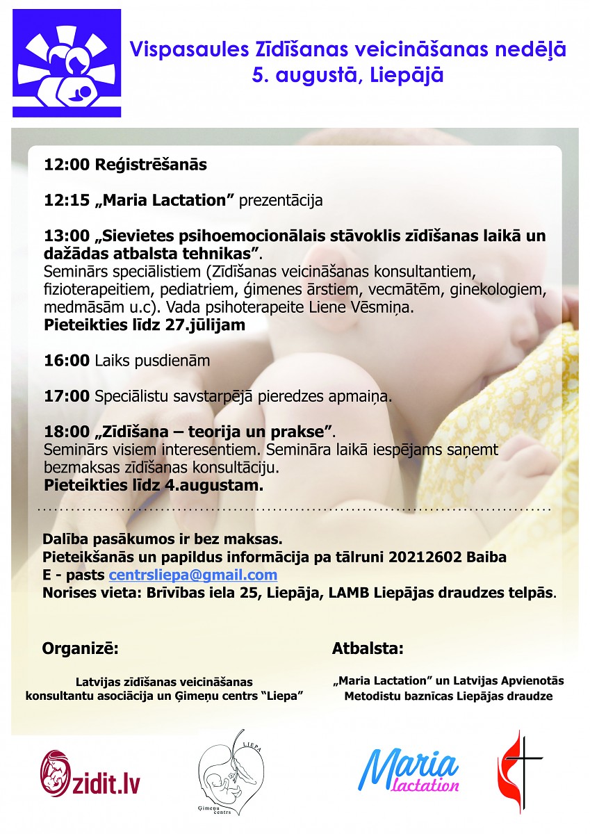 Zīdīšanas veicināšanas atbalsta dienā organizē semināru