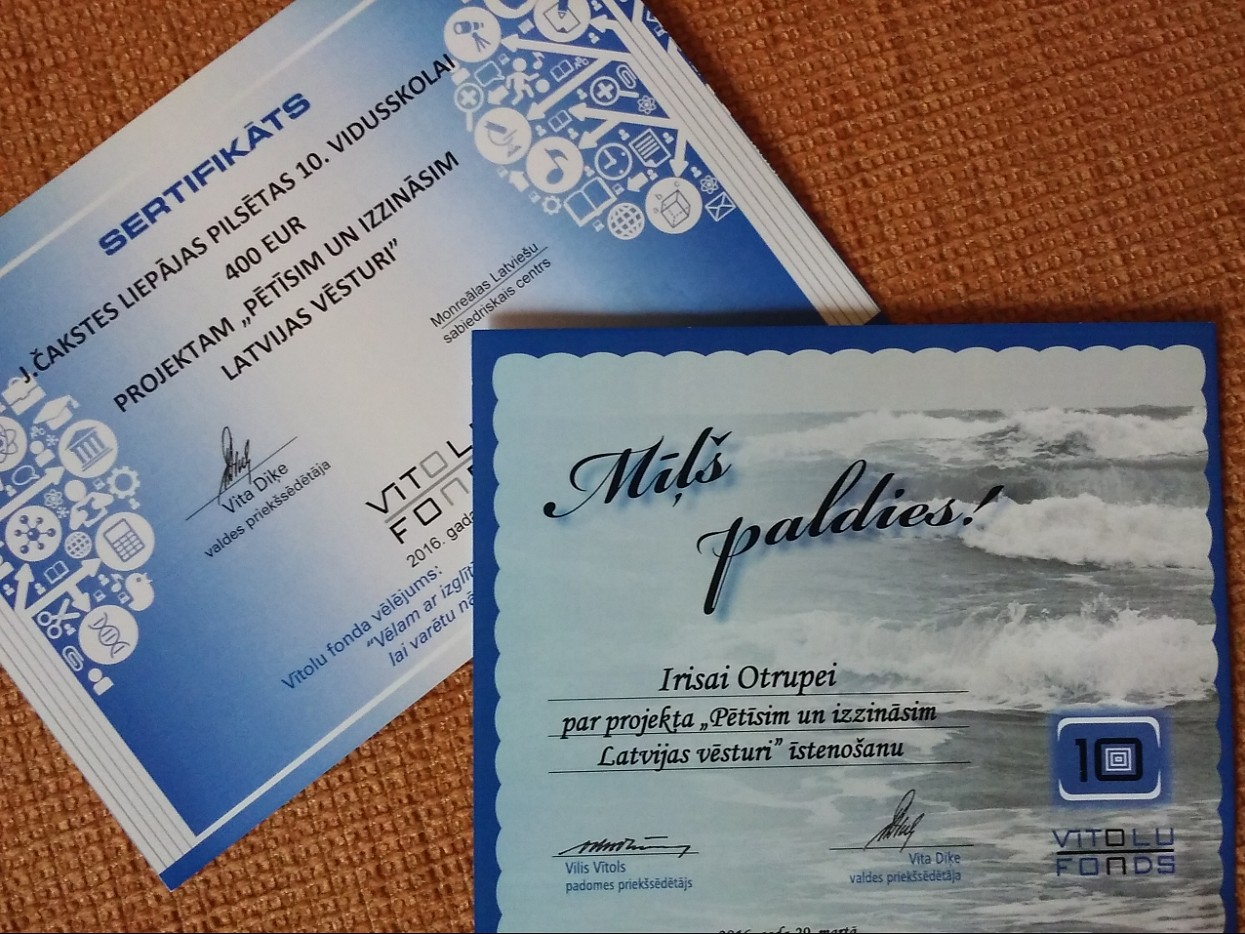 J.Čakstes 10.vidusskolai – 400 eiro balva ekskursijai