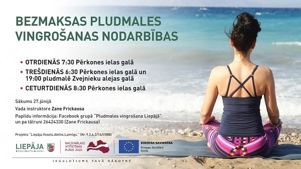Aicina uz bezmaksas vingrošanas nodarbībām Liepājas pludmalē
