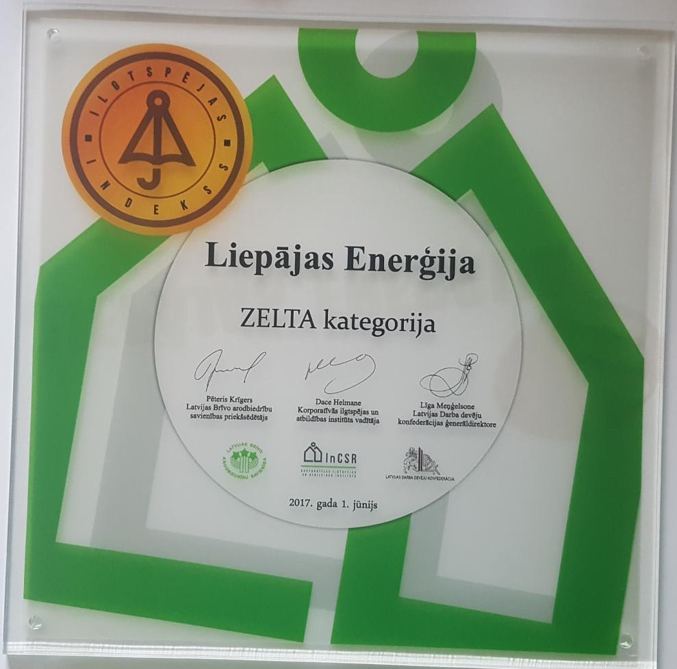 Papildināts – SIA “Liepājas RAS” un “Liepājas enerģija” iegūst Ilgtspējas indeksa novērtējumus
