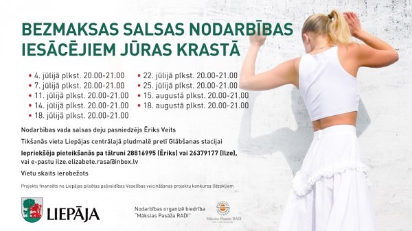 Iespēja bez maksas apgūt salsas deju jūras krastā