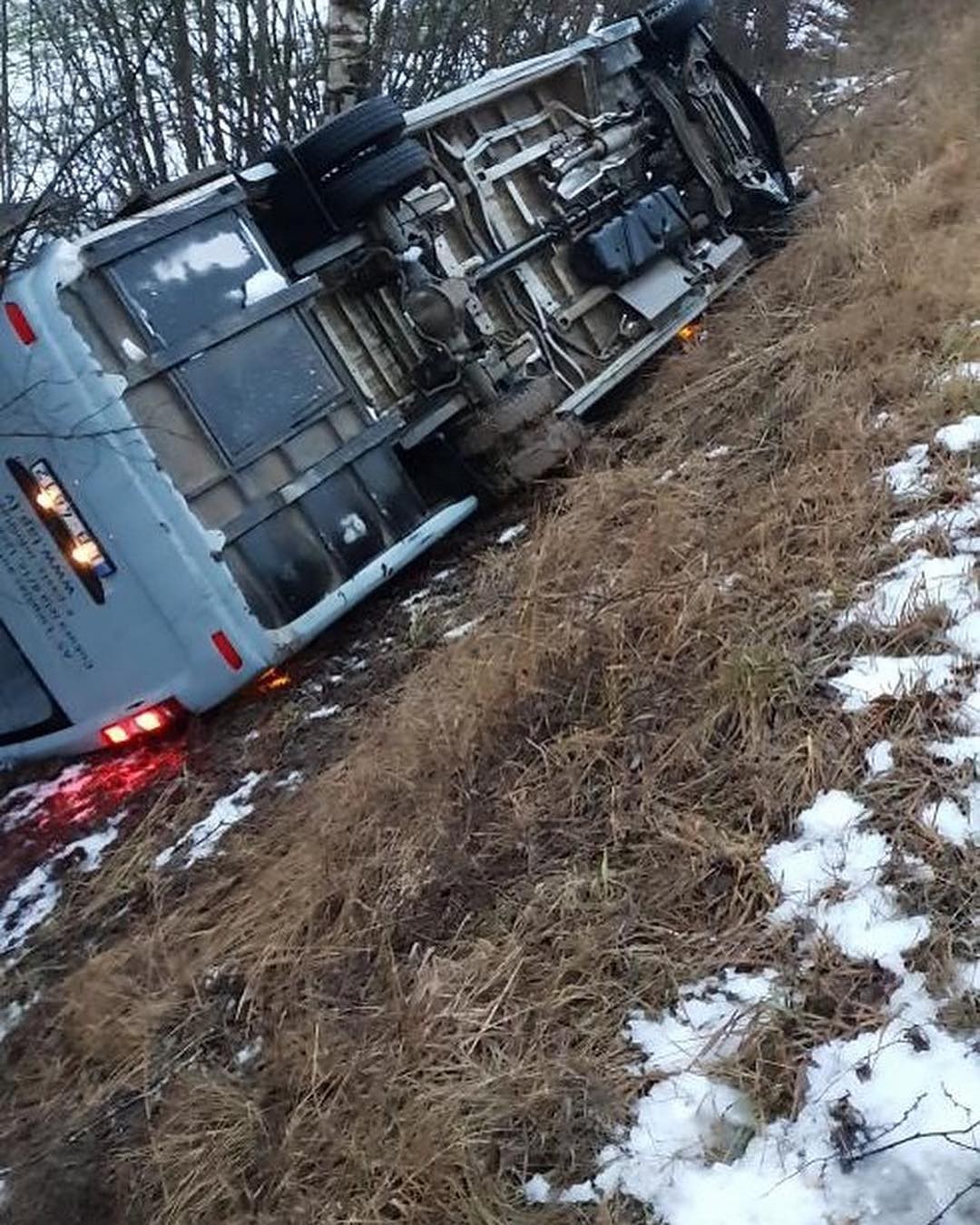 Grāvī ieslīd pasažieru autobuss