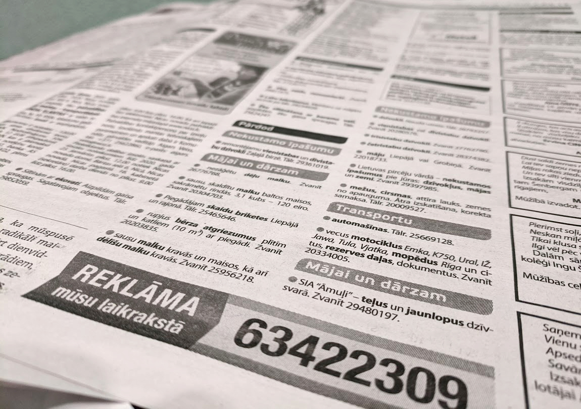 Ievieto sludinājumu laikrakstā “Kurzemes Vārds”!