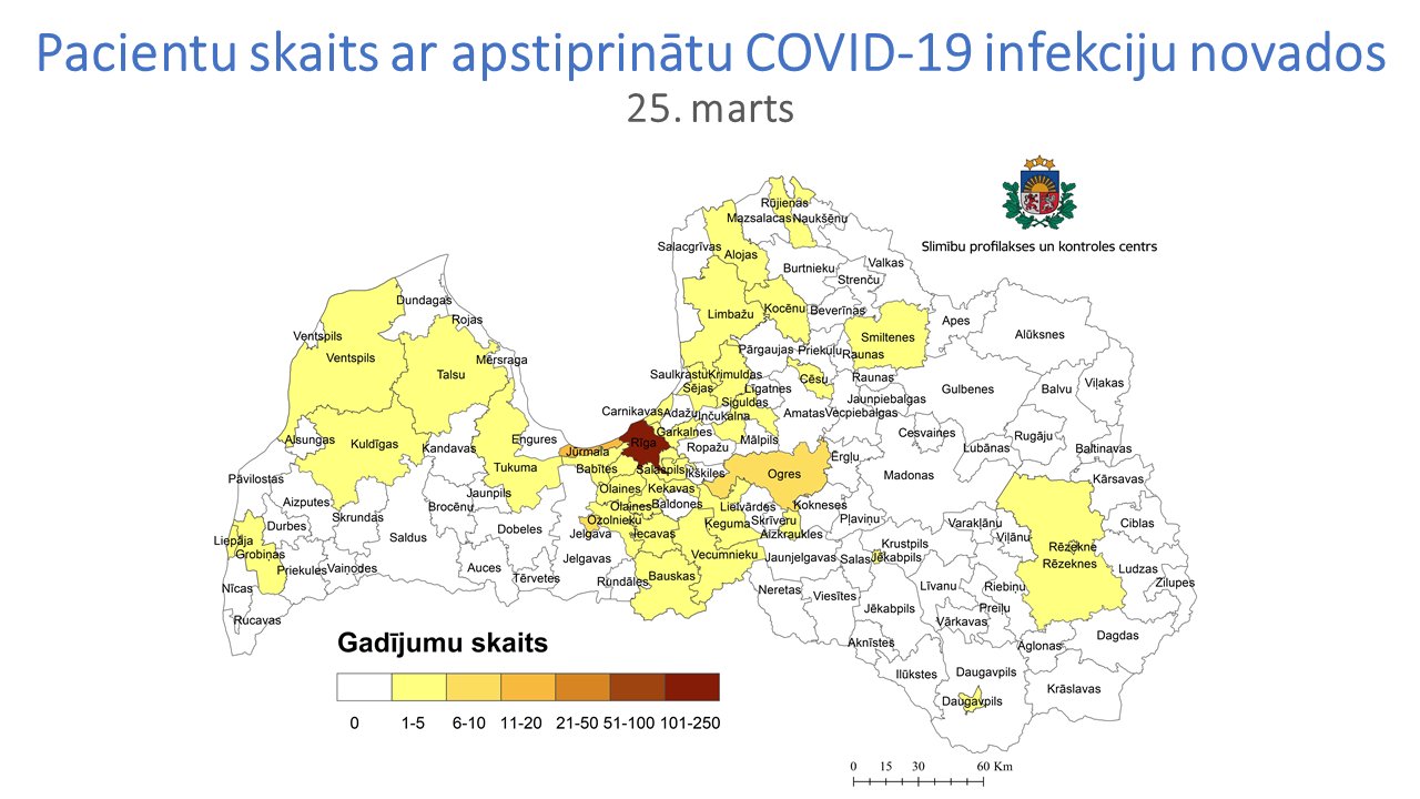 Covid-19 pacientu skaits pieaudzis līdz 221, pēdējā diennaktī konstatēti 24 saslimušie