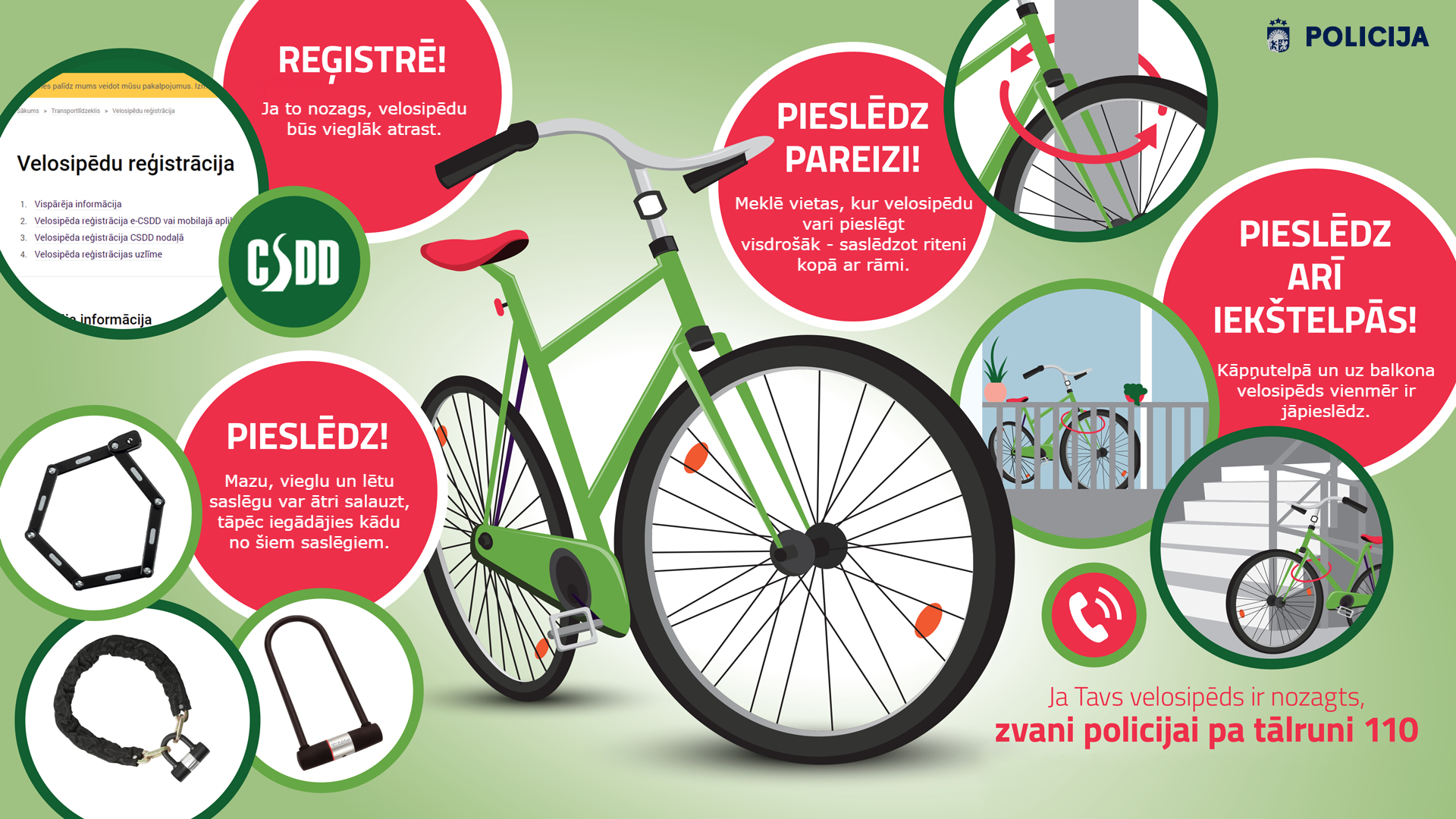Ievērojami audzis velosipēdu zādzību skaits; parūpējies par sava velosipēda drošību!