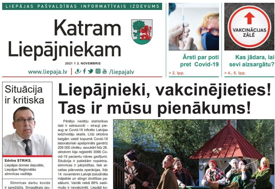 Liepājas pašvaldība par 6500 eiro izdevusi vakcinācijai veltītu izdevumu senioriem