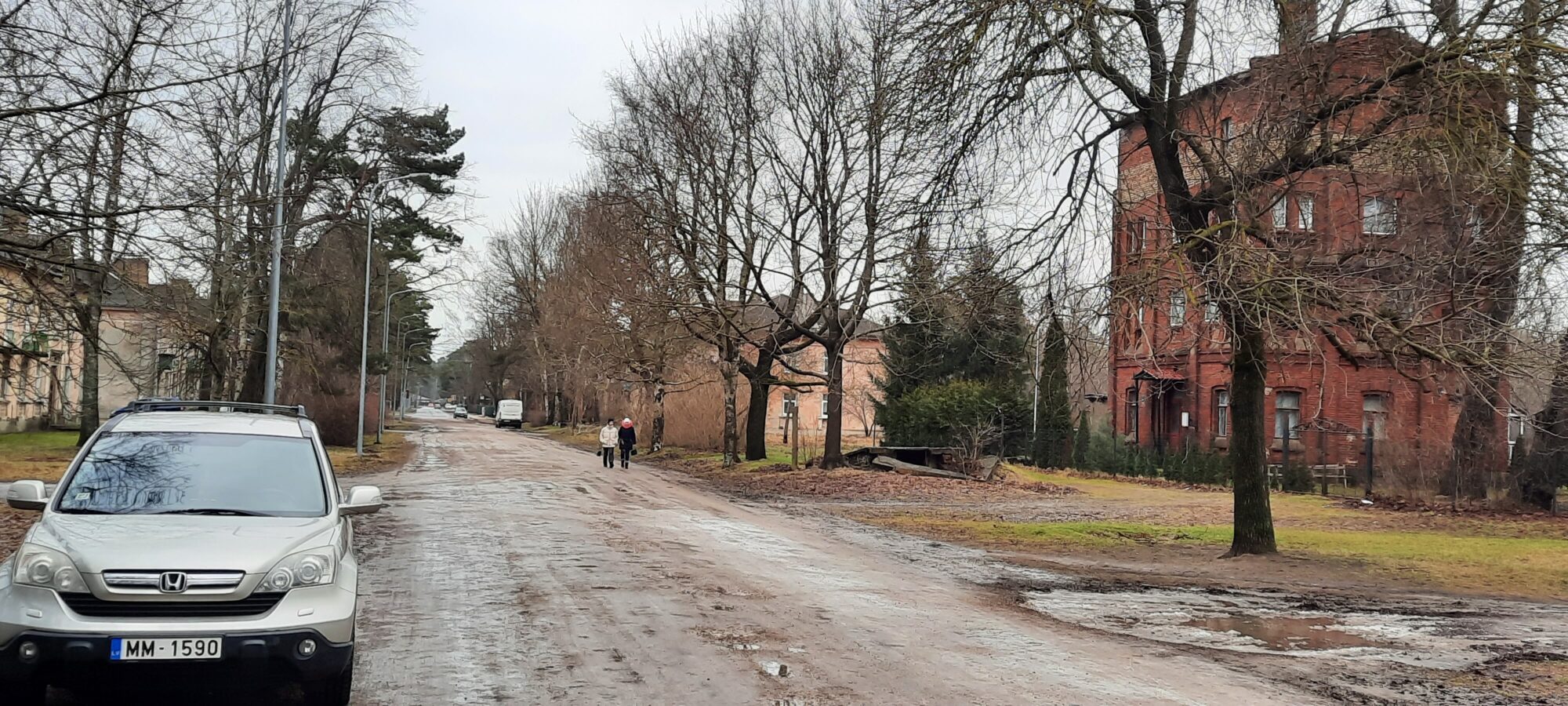 Cerība uz asfaltu bedru un dubļu posmā Pulkveža Brieža ielā