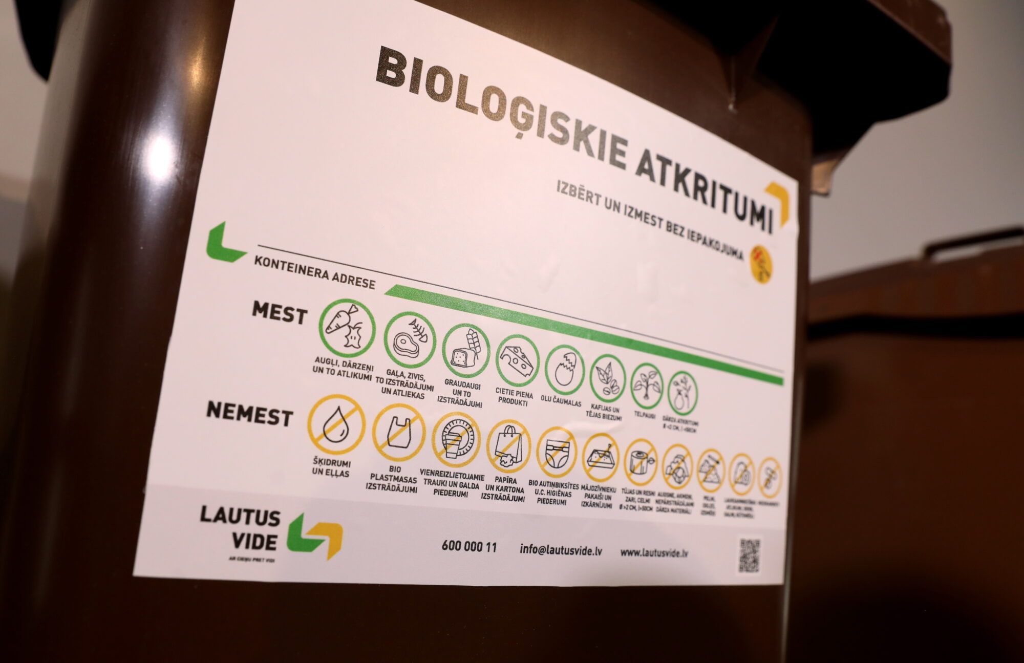 Pieprasiet brūno konteineru – jau var sākt nošķirot bioloģiju