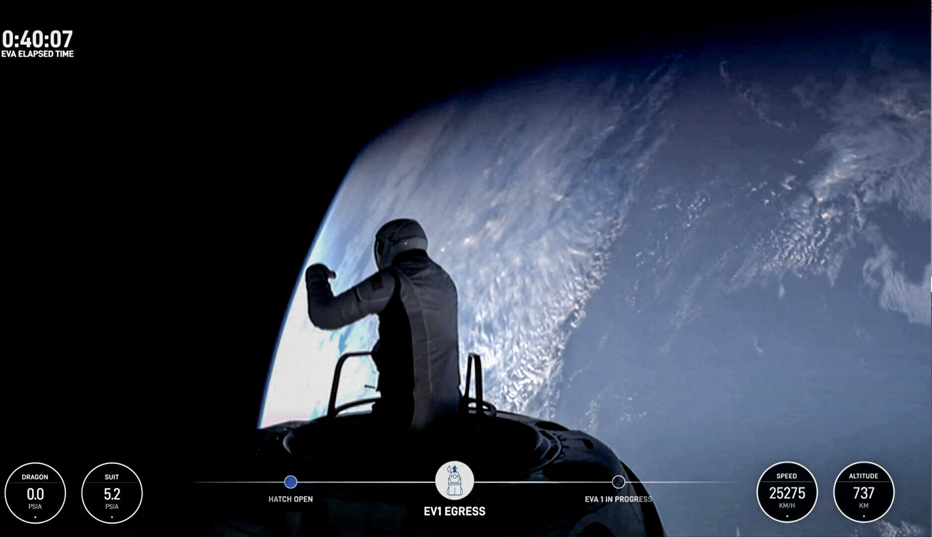 “SpaceX” kosmosa kuģa apkalpe veikusi pirmo privātpersonu izgājienu kosmosā