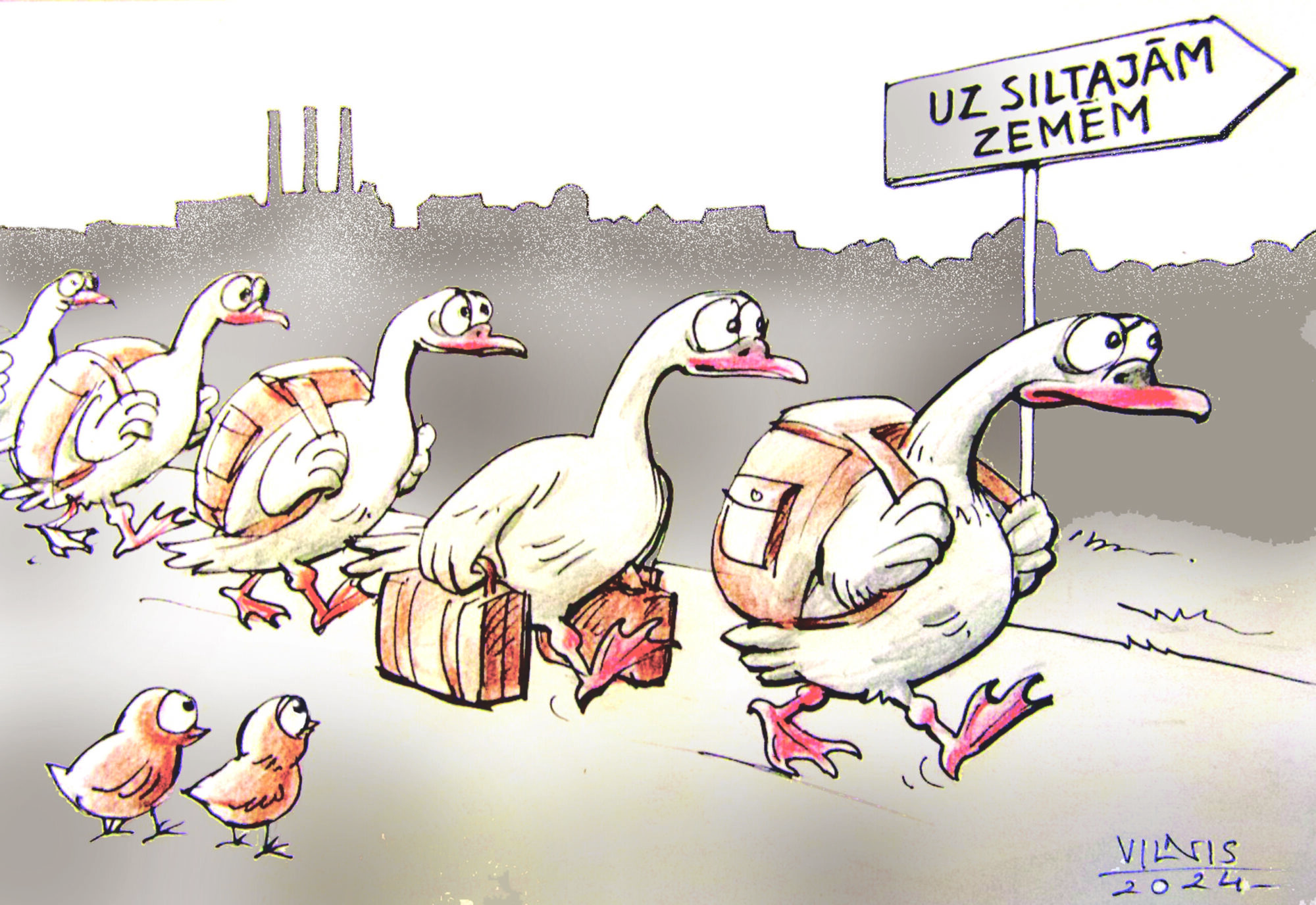 Karikatūra: Gājputni