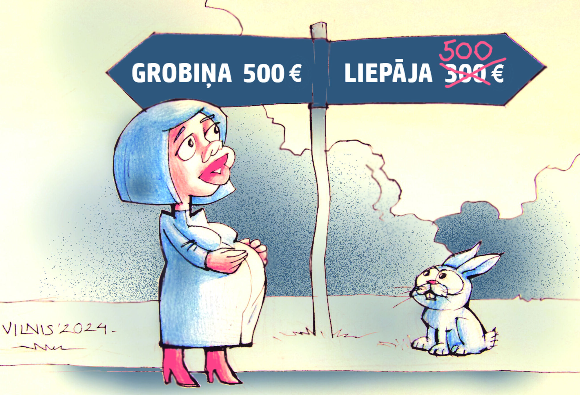 Karikatūra: Pabalstu krustcelēs