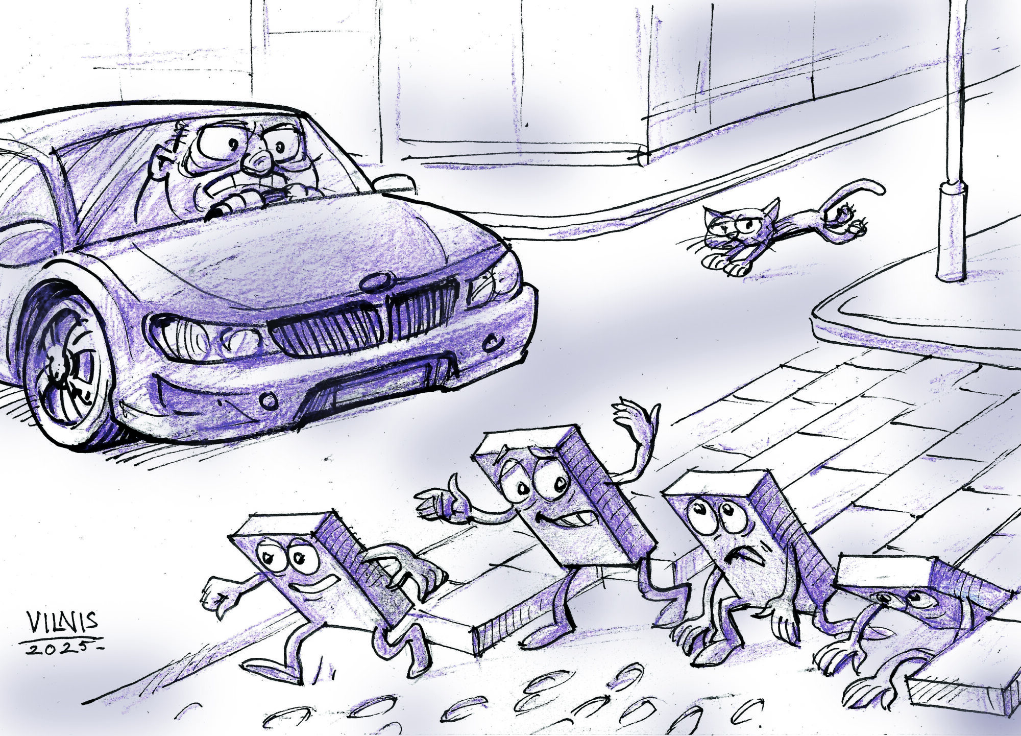 Karikatūra: Bēgošais bruģis