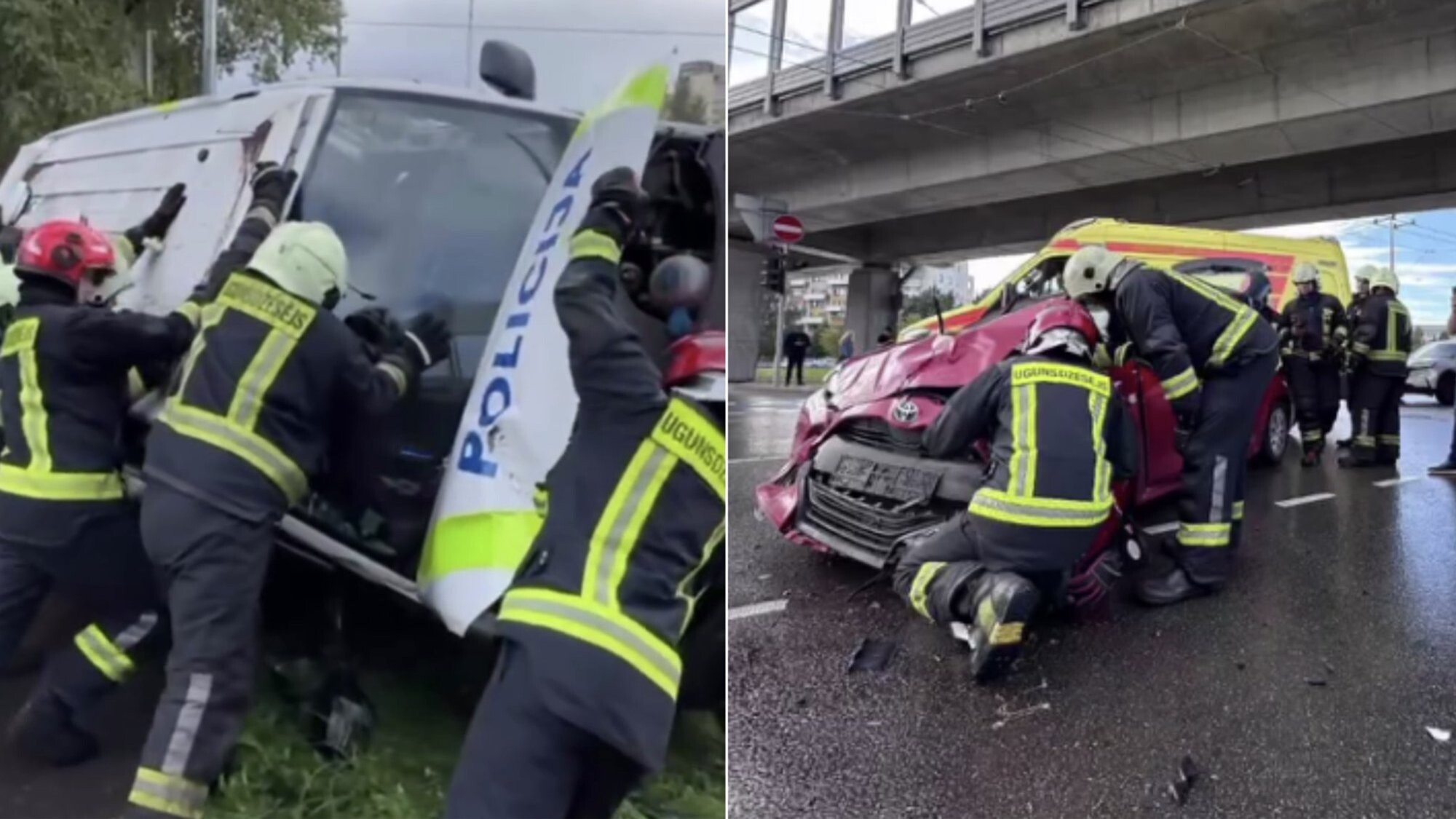 Video: Rīgā satiksmes negadījumā cietuši divi policisti