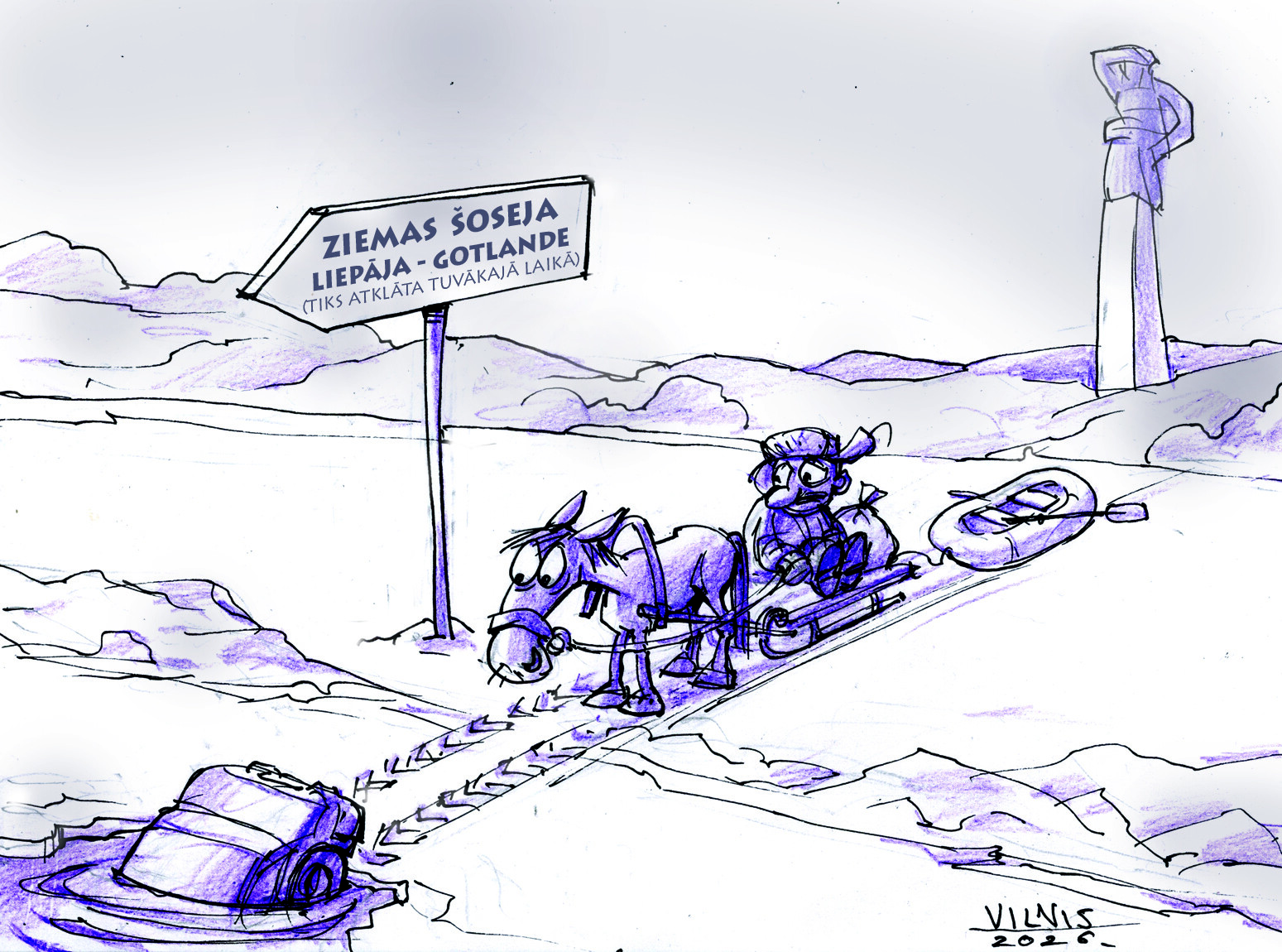 Karikatūra: Sasala jūriņa