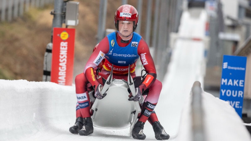 Latvijas komandai Pasaules kausa kamaniņu sportā posmā trešā vieta jaukto pāru sacensībās divniekiem
