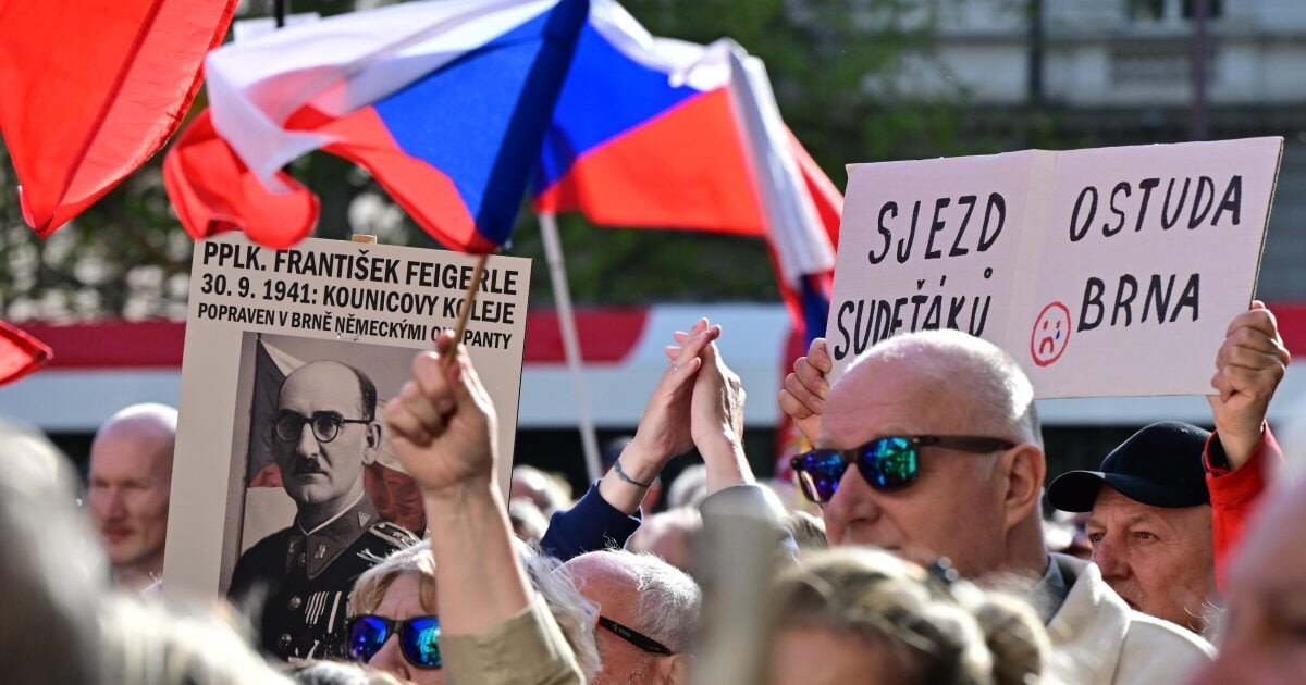 Brno protestē pret izraidīto vāciešu pulcēšanos Čehijā
