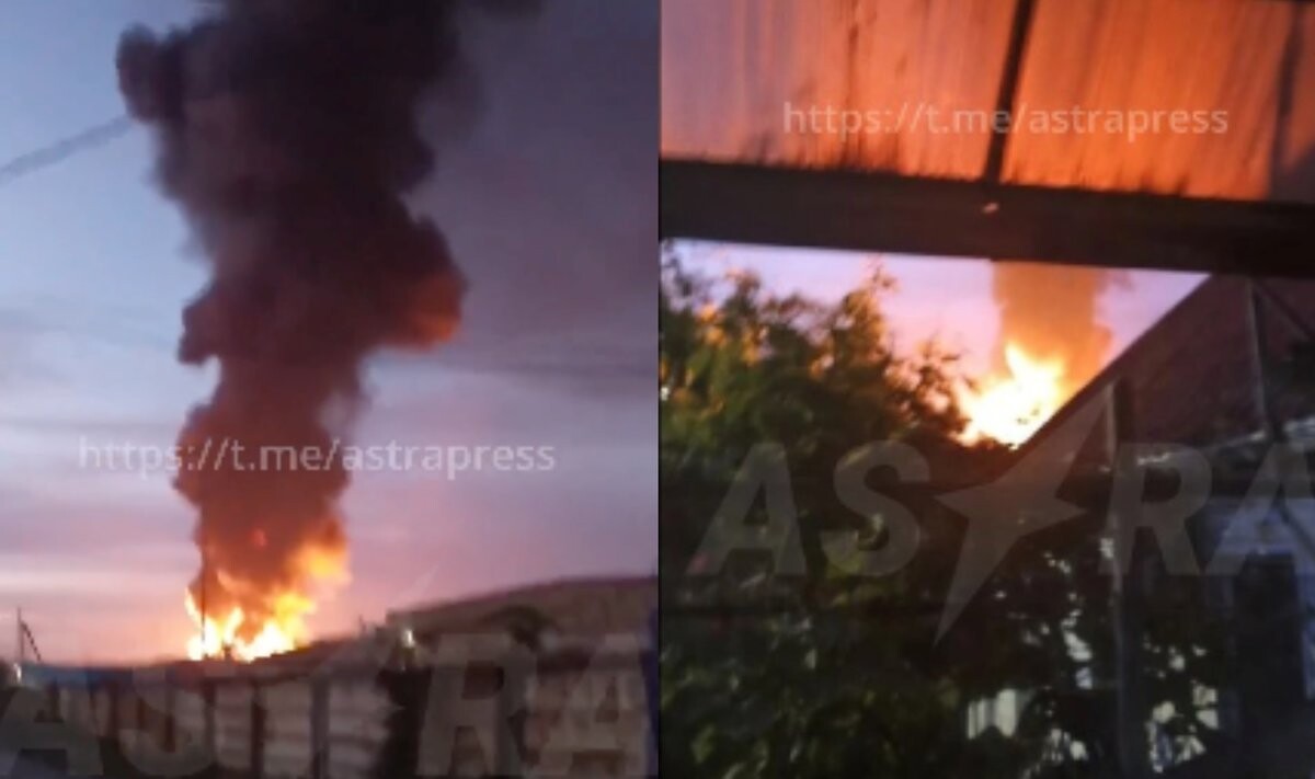 Video: Pēc Ukrainas dronu trieciena aizdegusies naftas bāze Krasnodaras novadā
