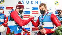 Latvijas stafetes komanda Pasaules kausā sakrāj pilnu medaļu komplektu