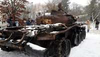 В Лиепае можно увидеть танк, уничтоженный армией Украины